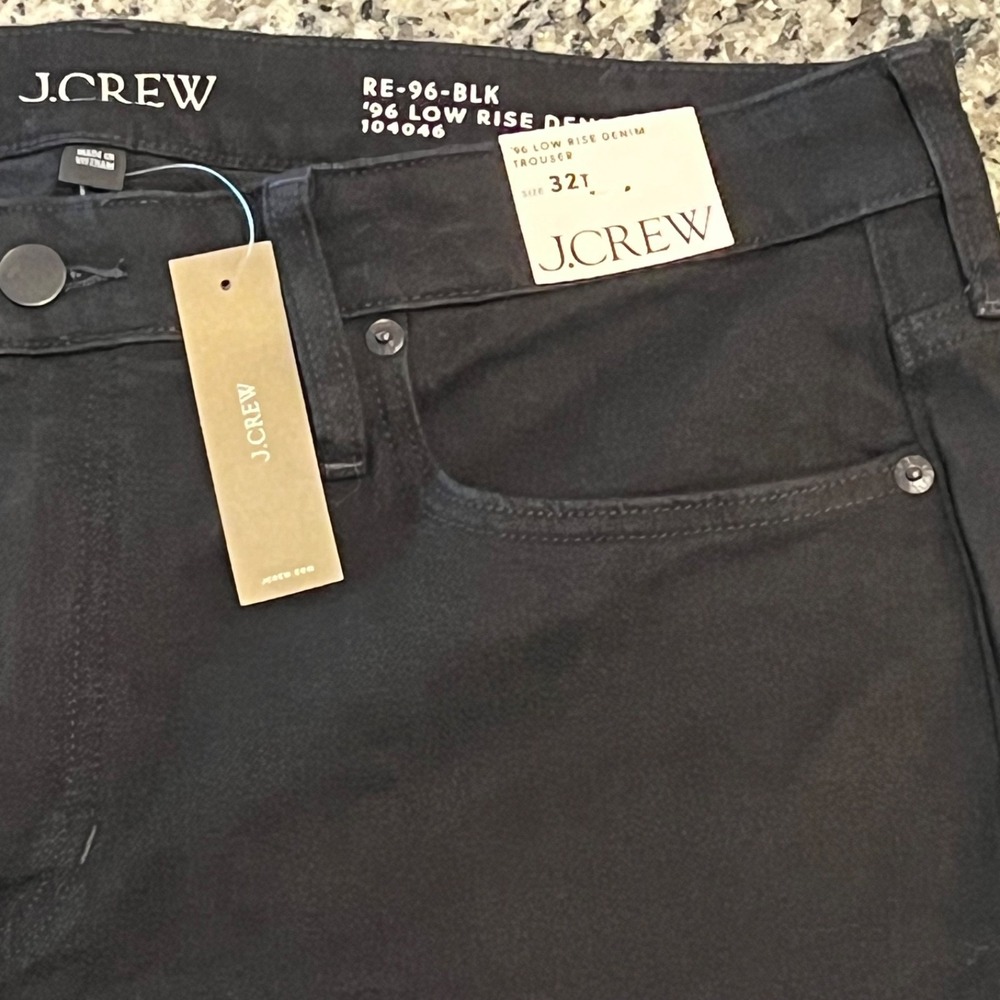 NWT J Crew 96 Low Rise Denim Trouser Jeans Womens 32T Black Wide Leg - Picture 3 of 9